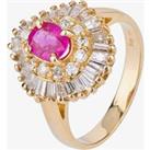 Pre-Owned 14ct Yellow Gold 0.85ct Ruby & 1.05ct Diamond Cluster Ring 4328403