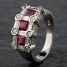 Pre-Owned 14ct White Gold 1.60ct Ruby & 1.25ct Diamond Band Fancy Ring 4335002