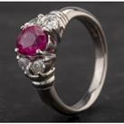 Pre-Owned Platinum 1.03ct Ruby & 0.33ct Diamond Five Stone Ring 4335110