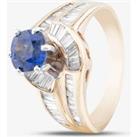 Pre-Owned 14ct Yellow Gold Sapphire & 0.80ct Baguette Cut Diamond Two Row Twist Dress Ring 43361
