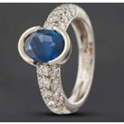Pre-Owned 18ct White Gold 1.53ct Sapphire & 0.70ct Brilliant Cut Diamond Oval Dress Ring 4336157