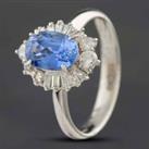 Pre-Owned Platinum 1.58ct Sapphire & 0.46ct Diamond Oval Cluster Ring 433615733