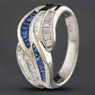 Pre-Owned Platinum 0.47ct Sapphire & 0.54ct Baguette Cut Diamond Swirl Dress Ring 433615736