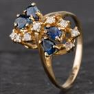 Pre-Owned 9ct Yellow Gold Diamond and Sapphire Cluster Ring 4336205