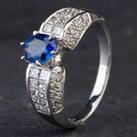 Pre-Owned 18ct White Gold Oval 1.28ct Sapphire & 1.06ct Diamond Ring 4336282