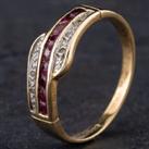 Pre-Owned 9ct Yellow Gold Ruby & Diamond Half Eternity Ring 4538016