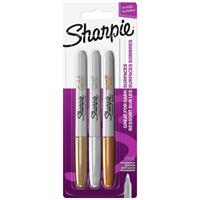 Sharpie Metallic Permanent Marker Pens - Pack Of 3 - Back To School Stationery - Marker Pens - Stationery Supplies