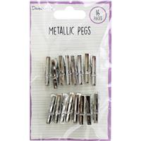 Metallic Pegs - Pack Of 16 - Silver - Dovecraft Essentials - Crafting Pegs - Craft Embellishments