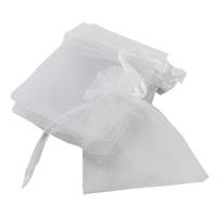 White Organza Bags - Pack Of 8 - Ribbon Drawstring Bag - Craft Embellishments