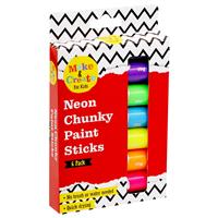 Neon Poster Paint Sticks - Pack Of 6 - Ready Mixed Paint - Art Supplies