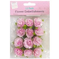 Light Pink Flower Embellishments: Pack Of 12