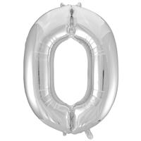 Number 0 Helium Balloon - 34 Inches - Silver - Birthday Balloons - Helium Balloons - Number Balloons - Party & Celebration Decorations