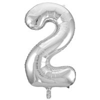 Number 2 Helium Balloon - 34 Inches - Silver - Birthday Balloons - Helium Balloons - Number Balloons - Party & Celebration Decorations