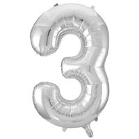 34 Inch Silver Number 3 Helium Balloon