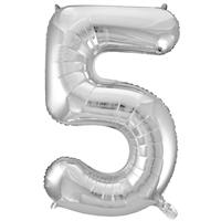 34 Inch Silver Number 5 Helium Balloon