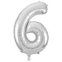 34 Inch Silver Number 6 Helium Balloon