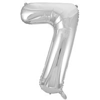Number 7 Helium Balloon - 34 Inches - Silver - Birthday Balloons - Helium Balloons - Number Balloons - Party & Celebration Decorations