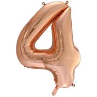 Number 4 Helium Balloon - 34 Inches - Rose Gold - Birthday Balloons - Helium Balloons - Number Balloons - Party & Celebration Decorations
