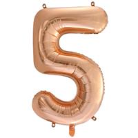 Number 5 Helium Balloon - 34 Inches - Rose Gold - Birthday Balloons - Helium Balloons - Number Balloons - Party & Celebration Decorations