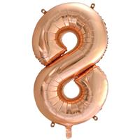 Numbr 8 Helium Balloon - 34 Inches - Rose Gold - Birthday Balloons - Helium Balloons - Number Ballloons - Party & Celebration Decorations