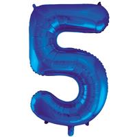 Number 5 Helium Balloon - 34 Inches - Blue - Birthday Balloons - Helium Balloons - Number Balloons - Party & Celebration Decorations