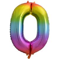 Numbr 0 Helium Balloon - 34 Inches - Rainbow - Birthday Balloons - Helium Balloons - Number Balloons - Party & Celebration Decorations