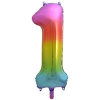 Number 1 Helium Balloon - 34 Inches - Rainbow - Birthday Balloons - Helium Balloons - Number balloons - Party & Celebration Decorations