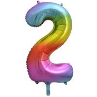 Number 2 Helium Balloon - 34 Inches - Rainbow - Birthday Balloons - Helium Balloons - Number Balloons - Party & Celebration Decorations