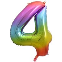 34 Inch Rainbow Number 4 Helium Balloon