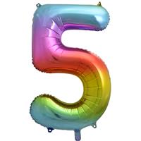 Number 5 Helium Balloon - 34 Inches - Rainbow - Birthday Balloons - Helium Balloons - Number Balloons - Party & Celebration Decorations