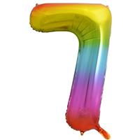 Number 7 Helium Balloon - 34 Inches - Rainbow - Birthday Balloons - Helium Balloons - Number Balloons - Party & Celebration Decorations