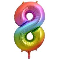 Number 8 Helium Balloon - 34 Inches - Rainbow - Birthday Balloons - Helium Balloons - Number Balloons - Party & Celebration Decorations