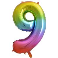 Number 9 Helium Balloon - 34 Inches - Rainbow - Birthday Balloons - Helium Balloons - Number Balloons - Party & Celebration Decorations