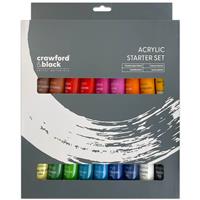 Crawford & Black Acrylic Starter Set - 25 Piece Set - Art Sets - Art Supplies