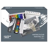 Crawford & Black Watercolour Painting - 31 Piece Set - Art Sets - Art Supplies
