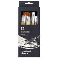Crawford & Black Paint Brush Set - Pack Of 12 - Paint Brushes - Art Supplies