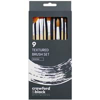 Crawford & Black Textured Brush Set - Pack Of 9 - Art Brushes - Art Supplies