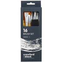 Crawford & Black Brush Set - Pack Of 16 - Paint Brushes - Art Supplies