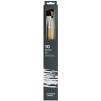 Crawford & Black 10 Piece Brush Set & Canvas Bag - 10 Piece Set - Art Brushes - Art Supplies
