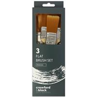 Crawford & Black Artist Flat Brush Set - Pack Of 3 - Paint Brushes - Art Supplies