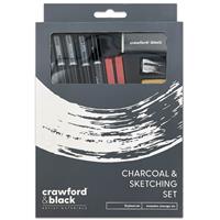 Crawford & Black Charcoal & Sketching Set - 13 Piece Set - Art Sets - Art Supplies