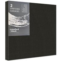 Crawford & Black Stretched Canvases Black - Pack Of 2 - 12 x 12 Inches - Stretched Canvas - Art Supplies