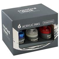 Crawford & Black Acrylic Ink - Pack Of 6 - Acrylic Paint - Art Supplies