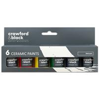 Crawford & Black Ceramic Paints - Pack Of 6 - Ready Mixed Paint - Art Supplies