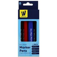 Works Essentials Dry Wipe Marker Pens - Pack Of 4 - White Board Pens - Pens & Pencils