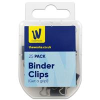 Mini Binder Clips - Pack Of 25 - Black - Works Essentials - Office Supplies - Stationery Supplies