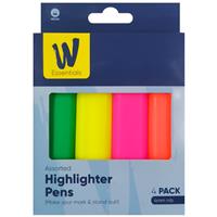Highlighter Pens - Pack Of 4 - Works Essentials - Back To School Stationery - Highlighters - Stationery Supplies