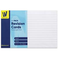 Revision Cards - Pack Of 50 - White - Works Essentials - Back To School Stationery - School Stationery - Stationery Supplies