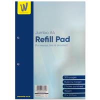 A4 Jumbo Refill Pad - Works Essentials - Blue - Notebooks - Stationery Supplies