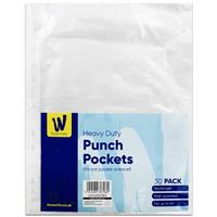 Punch Pockets - Pack Of 30 - Works Essentials - Back To School Stationery - Files & Folders - Stationery Supplies